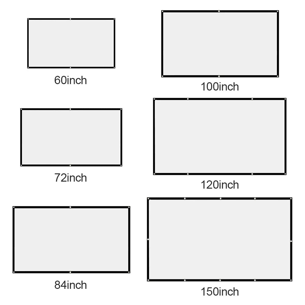 Projector Screen Fabric Anti-Light Projector Cloth 60 72 84 100 120 150inch Home Outdoor Office Simple Curtain Accessories