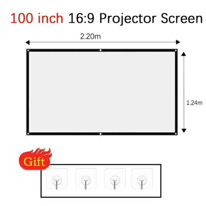 Projector Screen Fabric Anti-Light Projector Cloth 60 72 84 100 120 150inch Home Outdoor Office Simple Curtain Accessories
