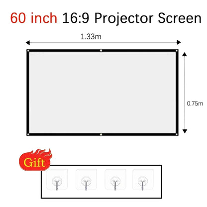 Projector Screen Fabric Anti-Light Projector Cloth 60 72 84 100 120 150inch Home Outdoor Office Simple Curtain Accessories