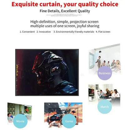 Projector Screen Fabric Anti-Light Projector Cloth 60 72 84 100 120 150inch Home Outdoor Office Simple Curtain Accessories