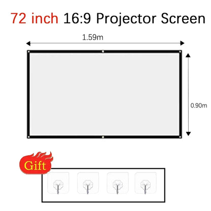 Projector Screen Fabric Anti-Light Projector Cloth 60 72 84 100 120 150inch Home Outdoor Office Simple Curtain Accessories