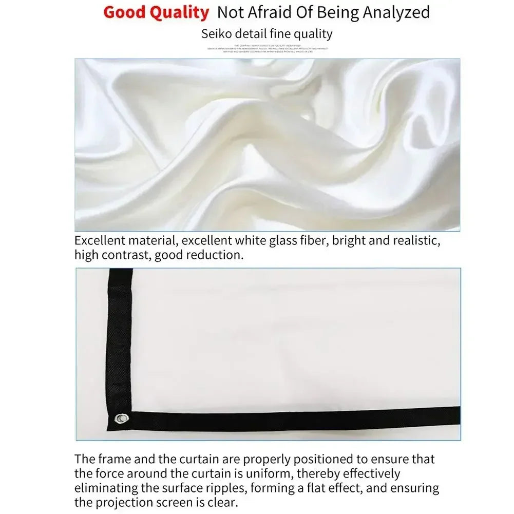 Projector Screen Fabric Anti-Light Projector Cloth 60 72 84 100 120 150inch Home Outdoor Office Simple Curtain Accessories