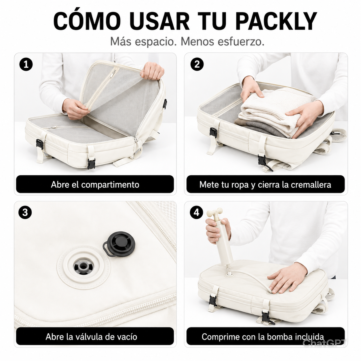 Mochila de Viaje Compresora Vacuum XPack — Gran Capacidad Expandible